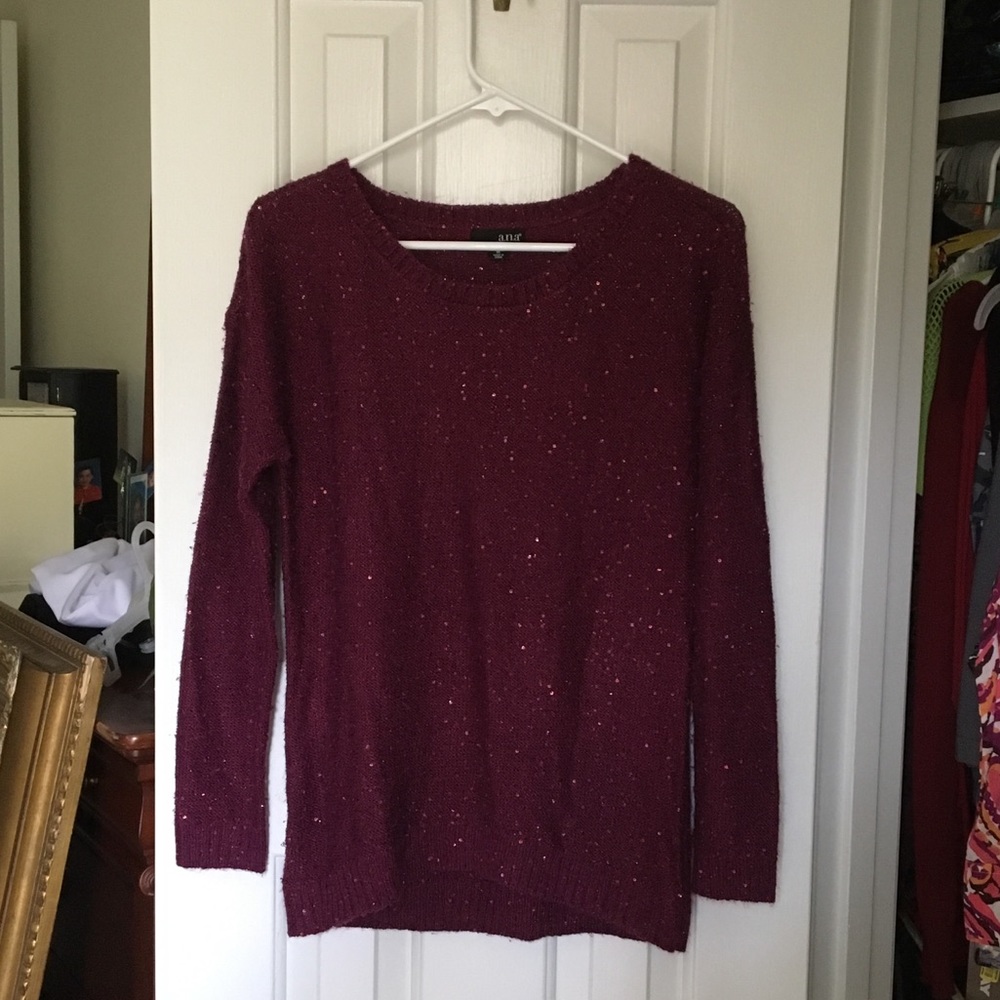 Cranberry Sequin Sweater by Ana